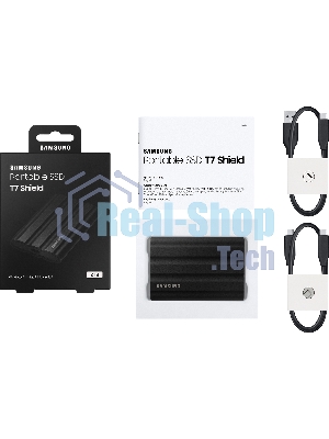 Внешний SSD Samsung T7 Shield, 2TB, USB 3.2 Gen 2 Type-C, R/W 1050/1000, черный