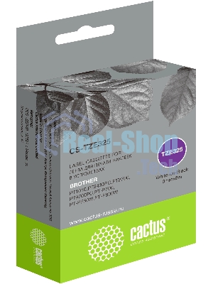 Картридж ленточный Cactus CS-TZE325 TZE-325 белый на черном 9x8 для Brother 1010/1280/1280VP/2700VP