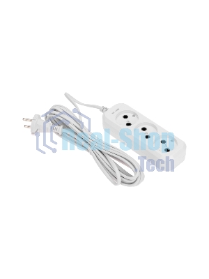 Удлинитель 3 гнезда, 5 м, 2х0,75 мм², б/з, белый PROconnect