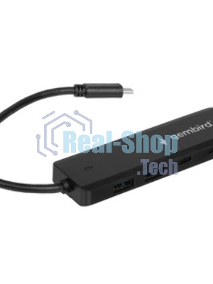 Разветвитель USB3.1 Gembird UHB-C425, 2xUSB, 2xType-C, с доп.питанием (порт Type-C), кабель Type-C 19см