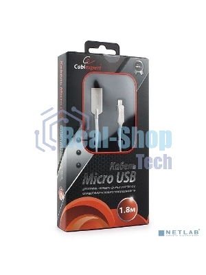 Кабель USB2.0 Cablexpert CC-P-mUSB02W-1.8M, AM/microB, серия Platinum, длина 1.8м, белый, блистер