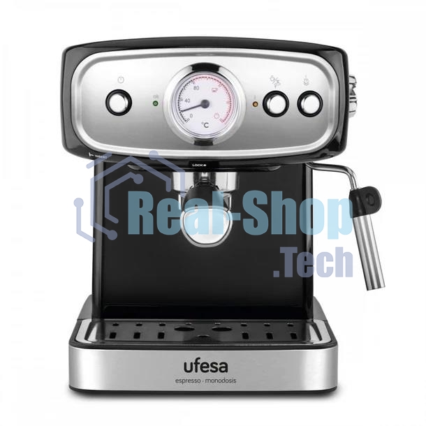Кофеварка рожковая Ufesa CE7244 BRESCIA черный/серебристый, исп. кофе - молотый, 1.5 л, 850 Вт, 20 бар