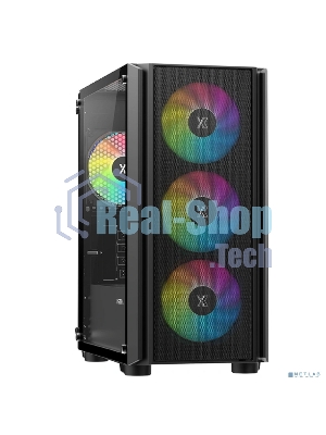 Компьютерный корпус XASTRA A402M 4FRGb Black mATX/Mesh/full-size TG/4x120мм FRGb fans/A402M-4FC12F-BK