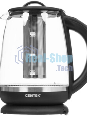 Электрочайник Centek CT-0017 черный, 2 л, 2200 Вт, скрытый нагревательный элемент, поддержание температуры