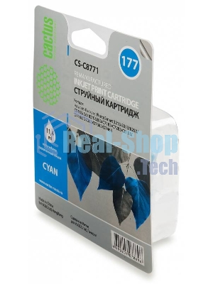 Картридж струйный Cactus CS-C8771 голубой для №177 HP PhotoSmart 3213/3313/8253/C5183/C6183 (11,4мл)