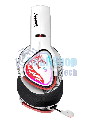Гарнитура Bloody MR720 Naraka белый, беспроводная + проводная, радиоканал/Bluetooth/mini jack 3.5 мм, до 44 ч, подсветка