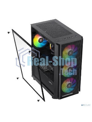 Компьютерный корпус XASTRA A402M 4FRGb Black mATX/Mesh/full-size TG/4x120мм FRGb fans/A402M-4FC12F-BK