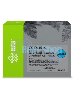 Картридж струйный Cactus CS-C9351C №21XL черный (20 мл) для HP DJ 3920/3940/D1360/D1460/D1470/D1560/D2330/D2360