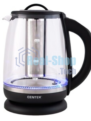 Электрочайник Centek CT-0017 черный, 2 л, 2200 Вт, скрытый нагревательный элемент, поддержание температуры