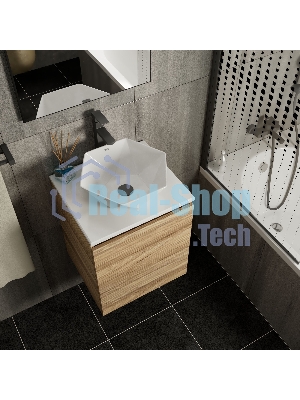 Тумба Bau Dream Blackwood 50 с дверцей, раковина BAU Crystal 40х40, смеситель для раковины высокий Hotel Black, черный, выпуск клик клак, черный