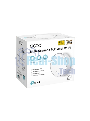 Бесшовный Mesh роутер TP-Link Deco X50-PoE (DECO X50-POE(2-PACK)) AX3000 1000/2500BASE-T белый (упак.:2шт)