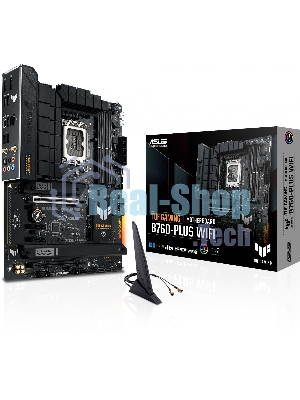 Материнская плата ASUS TUF GAMING B760-PLUS WIFI, LGA 1700, Intel B760, 4xDDR5, 4xSATA, 3xM.2, 1xPCI-E 5.0 x16, 1xPCI-E 3.0 x4, 1xUSB-A 3.2 Gen 2, 3xUSB-A 3.2 Gen 1, 1xUSB-C 3.2 Gen 2x2, 1x2.5Gb LAN, 5x3.5 мм, 7.1, Wi-Fi 6, Bluetooth 5.2, Standard-ATX