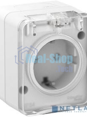Розетка 1-м ОП AtlasDesign Profi54 16А IP54 250В с заземл. защ. шторки белый SchE ATN540145