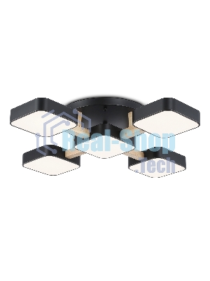 Светильник Ambrella light FL4883/5 BK/WD черный/дерево 90W 3000-6000K 675*675*110 (без ПДУ)