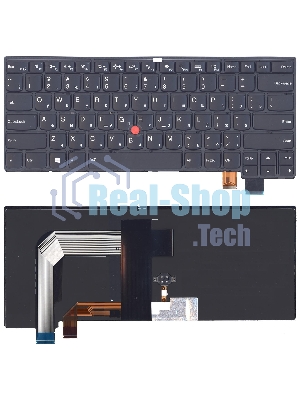 Клавиатура для ноутбука Lenovo Thinkpad T460S T470S черная с подсветкой
