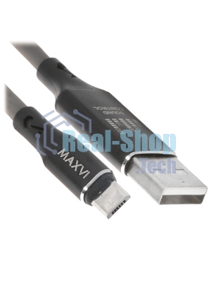 Кабель Maxvi MC-01F black USB-A - microUSB, 2A Плоский кабель, ток макс. нагрузки 2А, макс. напряжение 5V; стандарт USB 2.0; длина 1м, материал PVC, черный