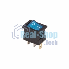 Выключатель клавишный Rexant 12V 15А (3с) ON-OFF синий с подсветкой Mini