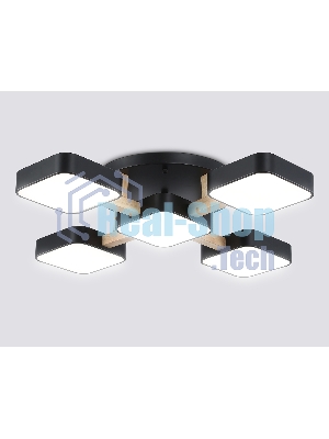 Светильник Ambrella light FL4883/5 BK/WD черный/дерево 90W 3000-6000K 675*675*110 (без ПДУ)
