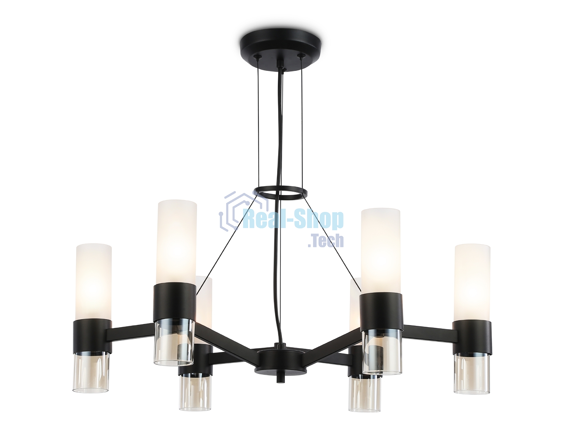 Люстра Ambrella light LH55104/6 BK/FR/TI черный/белый матовый/янтарь E14*6 max 40W D650*1080