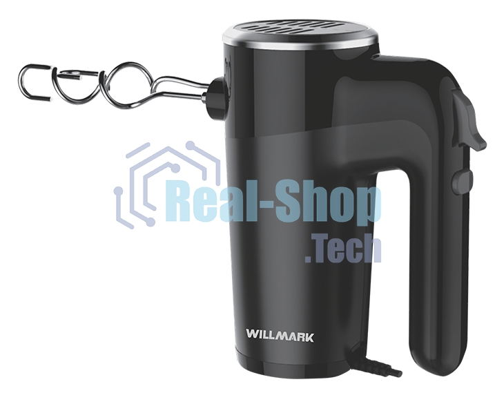 Миксер Willmark WHM-7003 (500Вт, 6 скоростей, насадки для взбивания/для теста, черный)