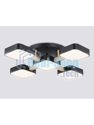 Светильник Ambrella light FL4883/5 BK/WD черный/дерево 90W 3000-6000K 675*675*110 (без ПДУ)