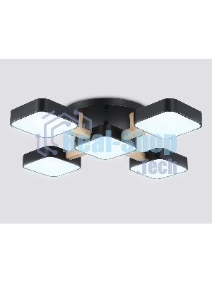 Светильник Ambrella light FL4883/5 BK/WD черный/дерево 90W 3000-6000K 675*675*110 (без ПДУ)
