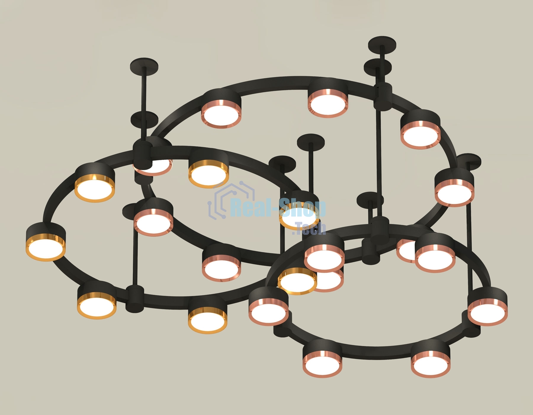 Светильник Ambrella light XR92222100/22 SBK/PPG/PYG черный песок/золото розовое полированное/золото желтое полированное GX53