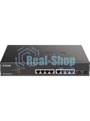 Коммутатор D-Link DGS-1100-10MPPV2/A3A, L2 Smart Switch with 8 10/100/1000Base-T ports and 2 1000Base-X SFP ports (6 PoE ports 802.3af/802.3at (30 W), 2 ports 802.3af/802.3at/802.3bt (90W), PoE Budget 242 W).8K