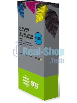Картридж струйный Cactus CS-3YL83AE 912XL (есть ограничения по прошивке) желтый (10.5 мл) для HP OfficeJet 8012/8014/8015/8017;OfficeJet Pro 8022/8023/8024/8025 AIO