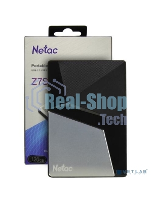 Внешний SSD Netac Z7S, 120 Gb, USB 3.2 Gen 2 Type-C, R/W 550/480, черный