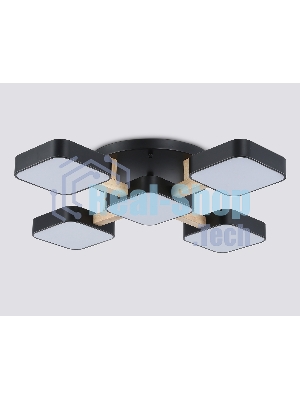 Светильник Ambrella light FL4883/5 BK/WD черный/дерево 90W 3000-6000K 675*675*110 (без ПДУ)