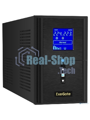 Источник бесперебойного питания ExeGate SineTower SN-1500.LCD.AVR.2SH.1C13.USB 1500VA/1200W, чистая синусоида, LCD дисплей, AVR, 2*Schuko+1*C13, USB, линейно-интерактивный, черный