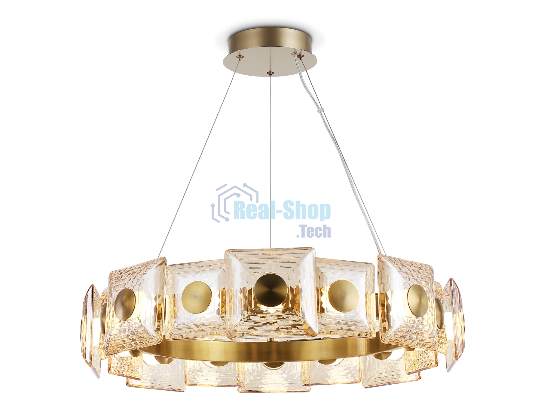 Светильник Ambrella light LH31027 BS/TI латунь/янтарь 72W 3000K D700*150