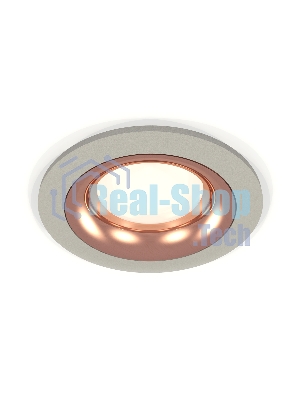Комплект встраиваемого светильника Ambrella light XC7623006 SGR/PPG серый песок/золото розовое полированное MR16 GU5.3 (C7623, N7015)