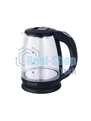 Чайник электрический Galaxy Line GL 0554, черный, стекло, 2000 Вт, 1,8 л, LED-подсветка, шкала уровня воды, корпус из термостойкого стекла
