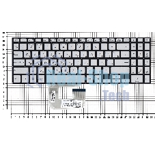 Клавиатура для ноутбука Asus UX561UA Q505UA серебристая без рамки, с подсветкой
