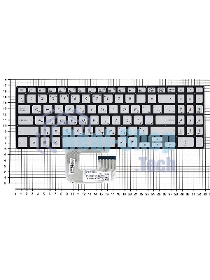 Клавиатура для ноутбука Asus UX561UA Q505UA серебристая без рамки, с подсветкой
