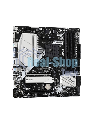 Материнская плата ASRock B550M Pro4, AM4, AMD B550, 4xDDR4, 6xSATA, 2xM.2, 1xPCI-E 3.0 x16, 1xPCI-E 4.0 x16, 1xDisplayPort, 1xHDMI, 1xVGA, 1x 1Gb LAN, 3x3.5 мм, 7.1, Micro-ATX