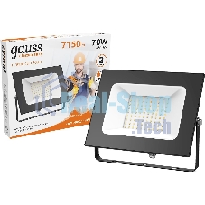 Прожектор светодиодный GAUSS 613527170 LED 70W 4450lm IP65 3000К черный 1/24