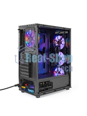 Компьютерный корпус Miditower ExeGate i3 BASE-EVO800 (ATX, БП EVO800RGb с вент. 12 см, с окном, 1хUSB+1хUSB 3.0, аудио, 4 вент. 12см с RGb подсветкой)