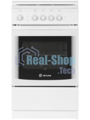 Плита газовая De Luxe 506040.04Г (КР) ЧР белый, конфорок 4 газовых, духовка 60 л, 50 см x 85 см x 60 см