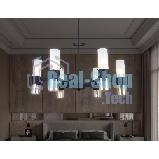 Люстра Ambrella light LH55104/6 BK/FR/TI черный/белый матовый/янтарь E14*6 max 40W D650*1080