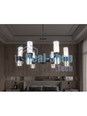 Люстра Ambrella light LH55104/6 BK/FR/TI черный/белый матовый/янтарь E14*6 max 40W D650*1080