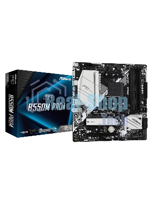Материнская плата ASRock B550M Pro4, AM4, AMD B550, 4xDDR4, 6xSATA, 2xM.2, 1xPCI-E 3.0 x16, 1xPCI-E 4.0 x16, 1xDisplayPort, 1xHDMI, 1xVGA, 1x 1Gb LAN, 3x3.5 мм, 7.1, Micro-ATX