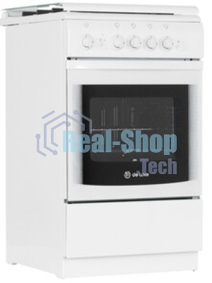 Плита газовая De Luxe 506040.04Г (КР) ЧР белый, конфорок 4 газовых, духовка 60 л, 50 см x 85 см x 60 см