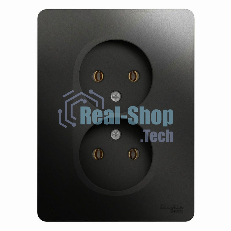Розетка 2-м СП Glossa 16А IP20 без заземл. в сборе антрацит SchE GSL000720