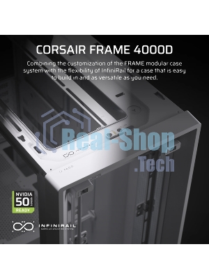 Компьютерный корпус без блока питания Corsair Frame 4000D, Midi-Tower, TG, no fan, 2xUSB-A 3.2, 1xUSB 3.2 Type-C, E-ATX, ATX, mATX, mITX White