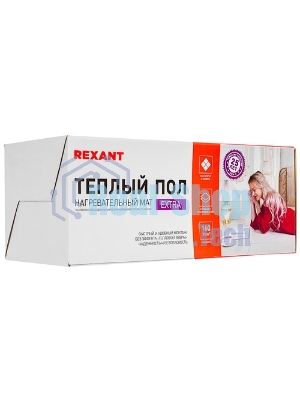 Теплый пол (нагревательный мат) Rexant Extra, площадь10,0 м2 (0,5 х 20,0 метров),1600Вт, (двух жильный)