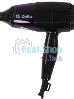 Фен Delta DL-0907 черный/фиолетовый, 1400 Вт, компактный
