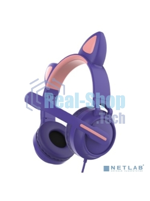 Гарнитура QUMO Game Cat фиолетовый, проводная, USB, подсветка